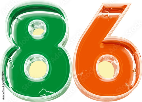 Brightly Colored Number 86 Decorations.