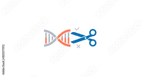 Innovative gene editing concept with DNA and scissors for science and medicine advancements, offering potential for breakthroughs and cures