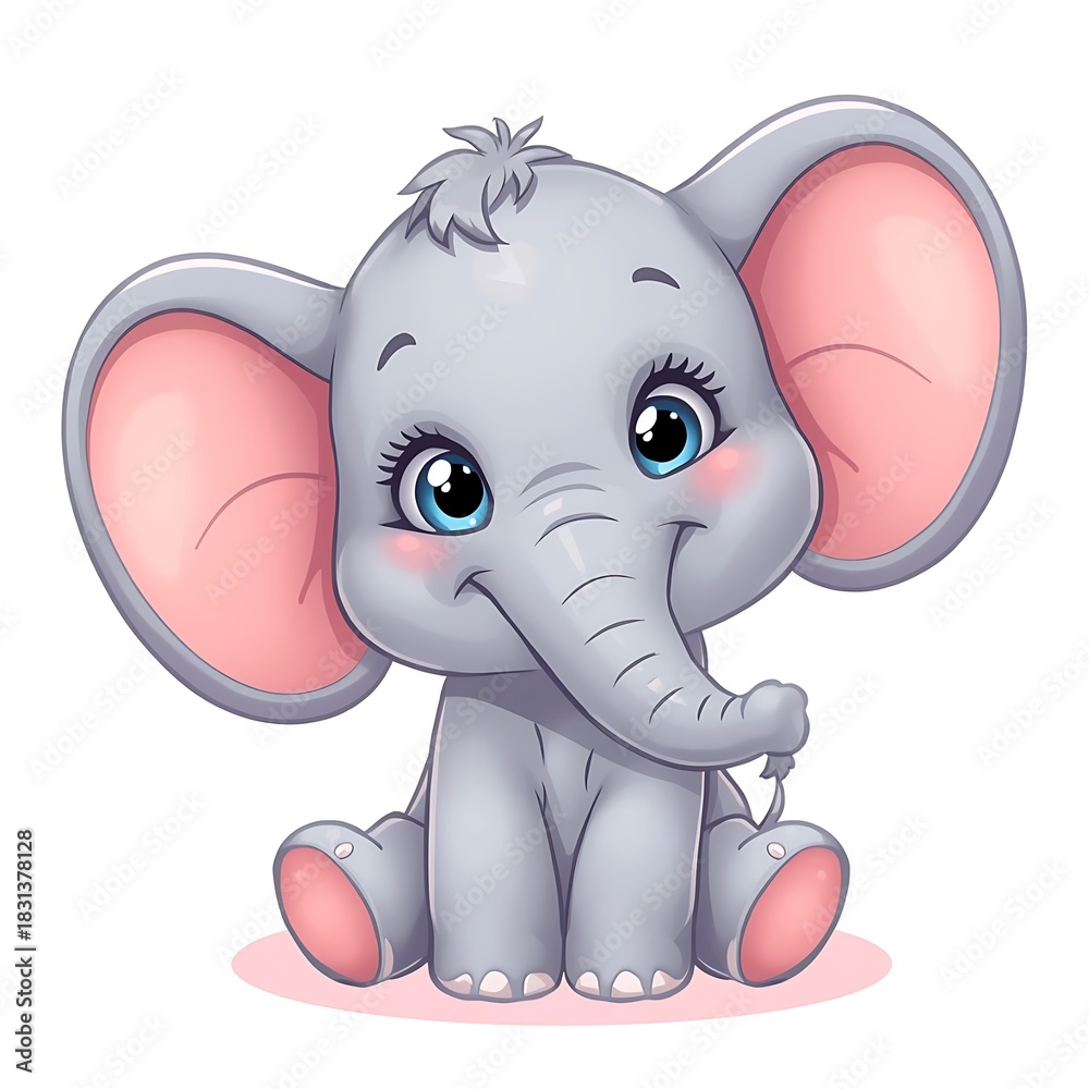 Fototapeta premium Cute Cartoon Elephant Character for Kids