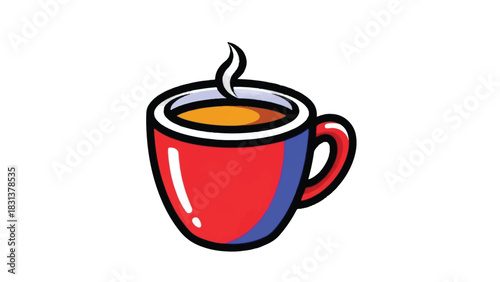 Steaming Hot Coffee Cup Illustration.