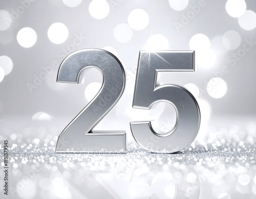 Glowing Silver Number 25 Celebration