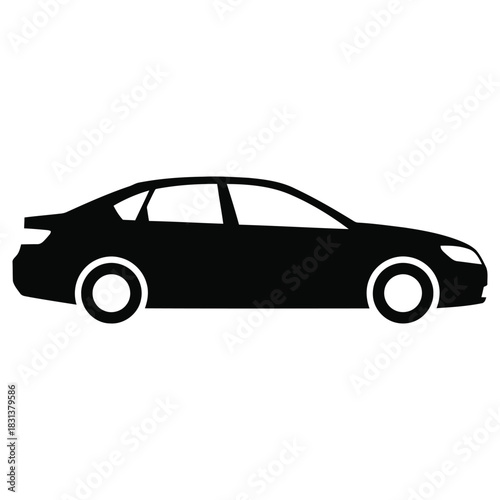Sedan Car Silhouette Vector Illustration for Design Templates and Commercial Use.