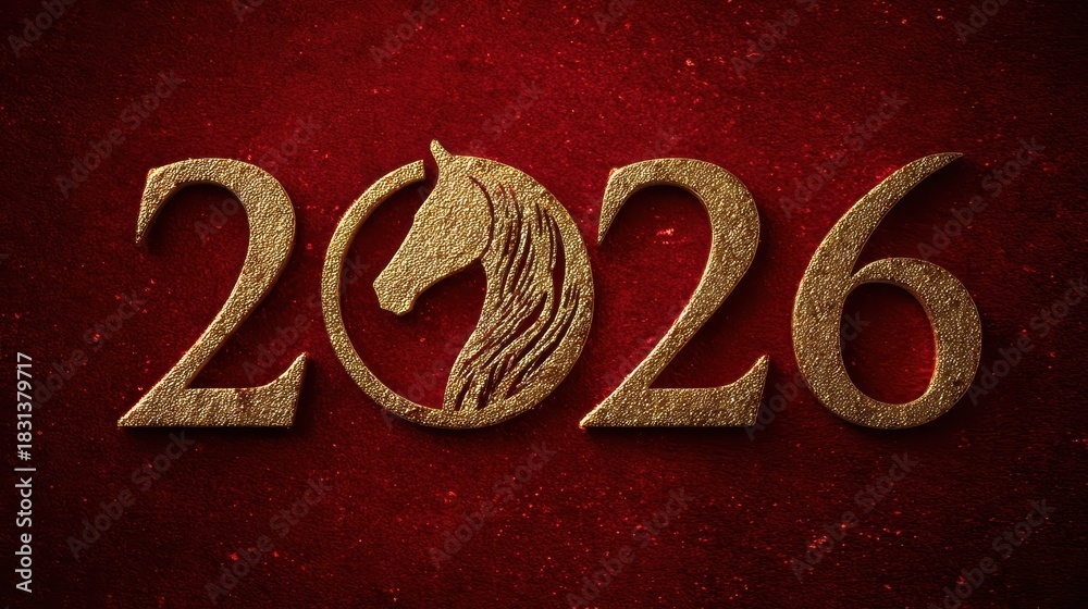 Naklejka premium 2026 Year of the Horse Celebrating the Lunar New Year and Its Cultural Significance