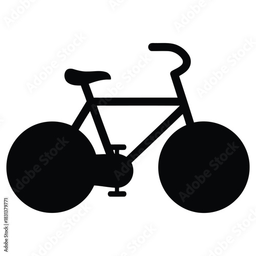 Simple Black Bicycle Icon, Design Element for Transportation and Fitness Concepts.