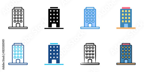Hotel icon set multiple style vector collection. Editable Stroke
