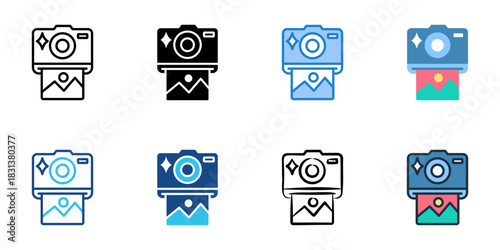Camera icon set multiple style vector collection. Editable Stroke
