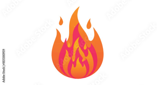 Stylized Illustration of a Bright Orange Fire Flame.