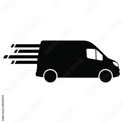 Fast Delivery Van Silhouette Icon for Logistics and Shipping Services