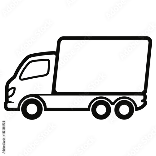 Delivery Truck Icon Vector Illustration, Black Outline. Business Transportation Service Design.