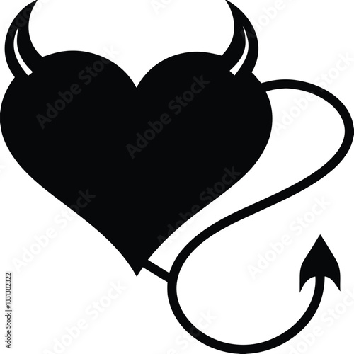 Devil heart symbol icon isolated on white background