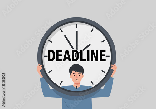 Person holding a clock with the word deadline on it.
