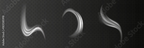 White glowing shiny lines effect vector background. Luminous white lines of speed. Light glowing effect. Light trail wave, fire path trace line and incandescence curve twirl.