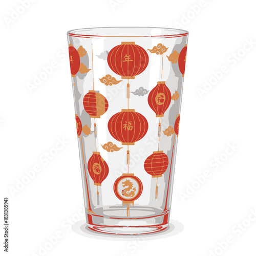 Festive Lantern Pattern Chinese New Year 2577 Drinking Glass