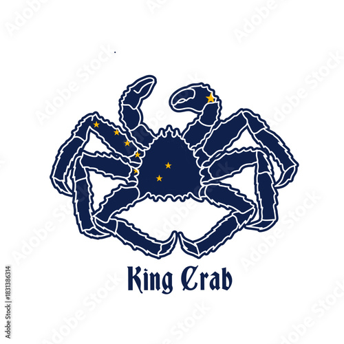 King Crab with Alaska Pattern Design Perfect for Print, Apparel, Sticker, etc