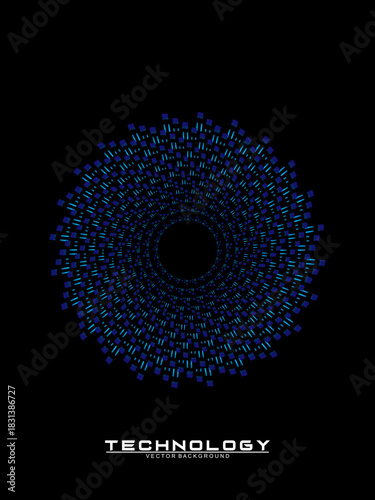 Music poster design background. Electro Sound Cover Template with dynamic abstract gradient circular geometric line shapes for t-shirt screen printing, technology, digital, party, festival and club.	
