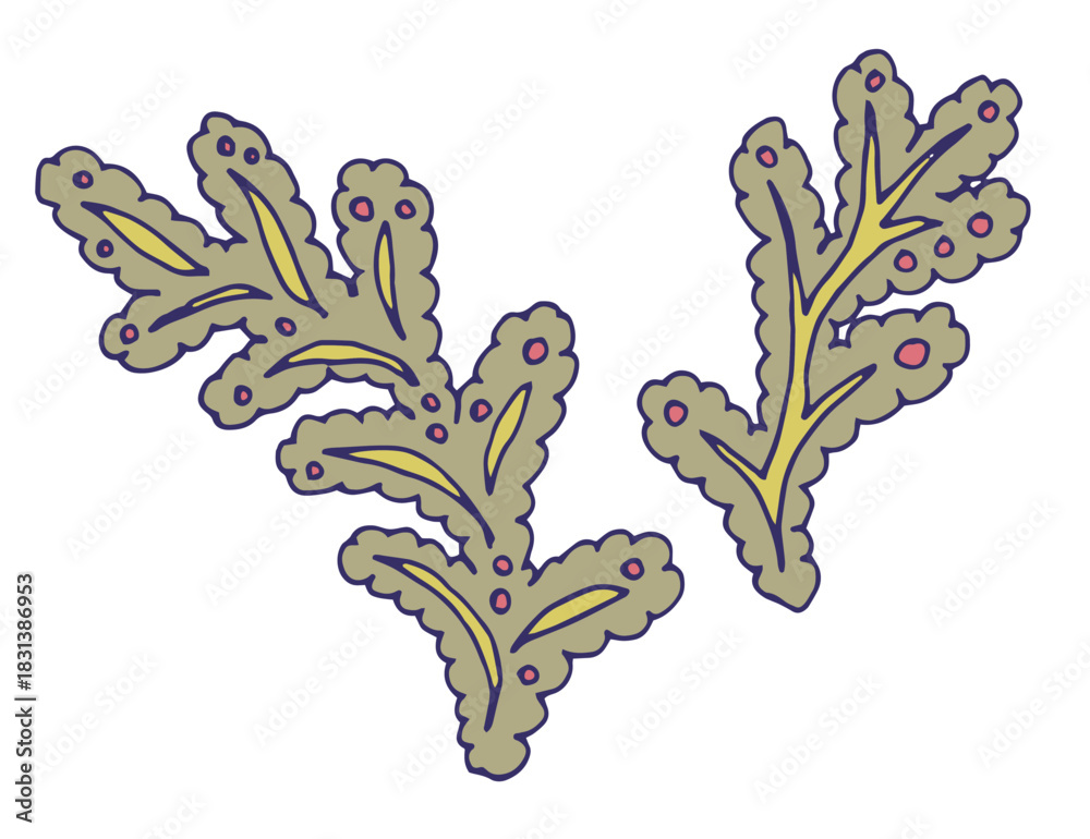 Naklejka premium Stylized Botanical Branch Ornament vector