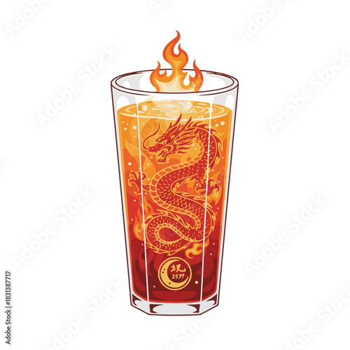 Fire Dragon Energy Drinking Glass – Lunar New Year 2577