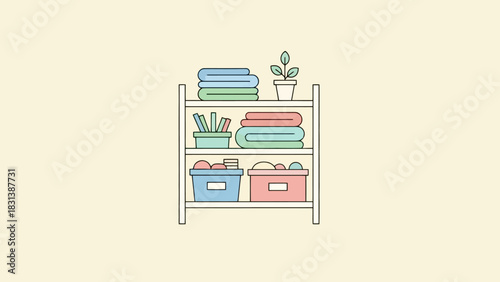 Clean Organized Shelf Displaying Home Organization and Storage Solutions