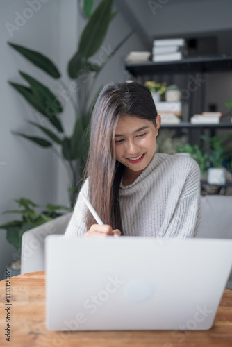 E learning Student online VDO Call Conference Work from home remote work talk chat online on laptop webcam conference working social distancing concept