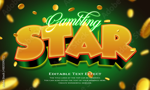 [Editable Text Effect Logo] ”Gambling Star Logo” The title logo style is a Raining coins and a gold glittering logo.