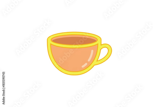 A yellow teacup filled with tea, perfect for a relaxing moment.