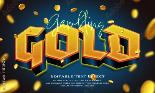 [Editable Text Effect Logo] ”Gambling Gold Logo” The title logo style is a Raining coins and a gold glittering logo.