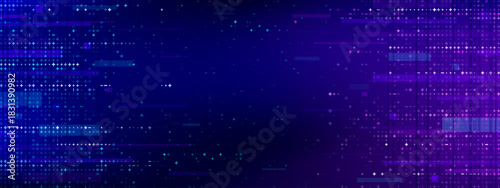 Game glitch background. Cyber bg with glitch distortion and pixel noise, plus signs and moving stripes. Dynamic futuristic glitch backdrop. Cyberpunk bg with binary code and screen damage textures