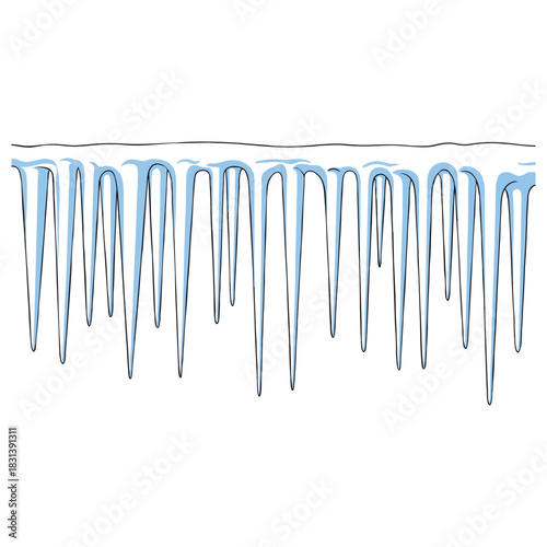 Crisp icicles hang, a beautiful winter scene for holiday graphics and design projects