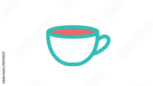 Simple colorful line art icon of a coffee cup.