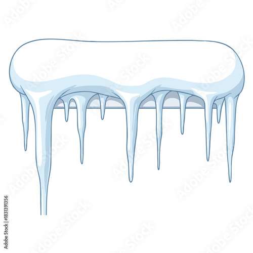 Icy icicles hanging from a snow covered ledge, winter freshness and cold beauty