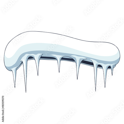 Icy icicles hang melting in winter sunlight ready to drip during spring thaw