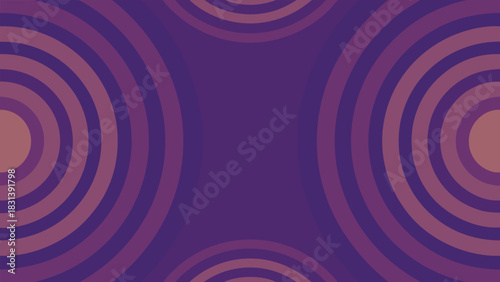 A vibrant abstract background featuring layered circular arcs in rich purple hues forming a dynamic and visually striking composition