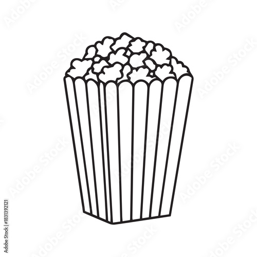 Tall Popcorn Bucket Line Art | Minimal Popcorn Silhouette