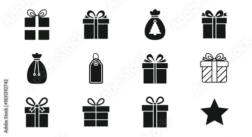 Collection of Gift Boxes and Gift Bags Icons.