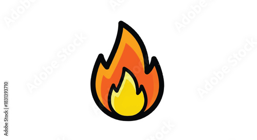 Stylized Fire Icon with Vibrant Orange and Yellow Flames.