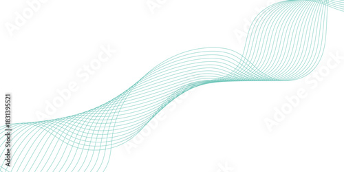 Fototapeta Naklejka Na Ścianę i Meble -  Abstract blue wave pattern and lines on a 3D rendered DNA strand illustration with gradient color texture for a technology background