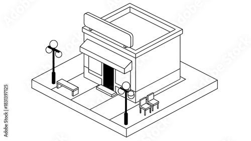 Find local pharmacy cartoon isometric view of drugstore building