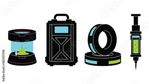 Futuristic science lab equipment vector illustration graphic