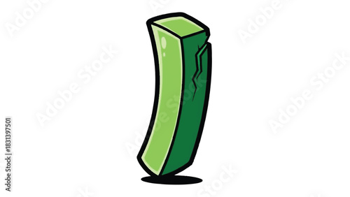 Vibrant Green Rectangular Block with Curved Shape and Glossy Finish.