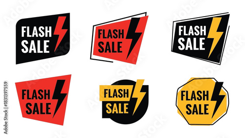 Flash sale vector set promotional discount offer limited time only