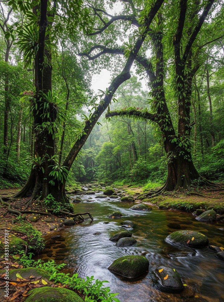 Obraz premium Stream in the deep forest