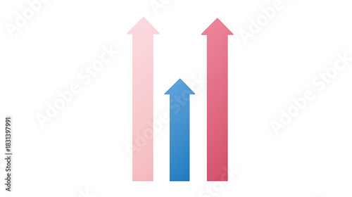 Free Download Three ascending arrows symbolize growth and progress. Two pink arrows flank a central blue one, suggesting diverse strategies converging towards upward movement and success. - GFXLoad