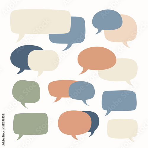Muted Earth Tone Minimalist Speech Bubbles Overlap Set