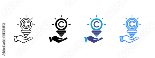 Copyright  icon set multiple style collection