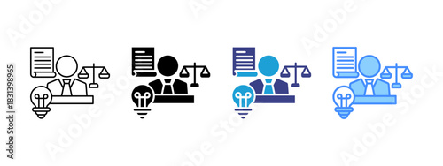 Attorney icon set multiple style collection