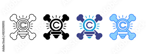 Intellectual Piracy icon set multiple style collection