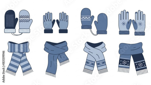 Stay Cozy This Winter Season with Stylish Scarves and Gloves Designs, Perfect for Winter Fashion, Holiday Greetings, and Seasonal Projects