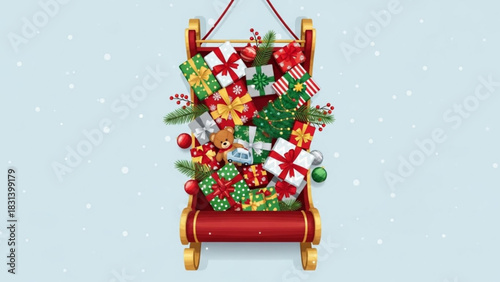 Festive Christmas Sleigh Overflowing with Joyful Gifts and Holiday Cheer, a Season of Giving and Delightful Surprises for Everyone