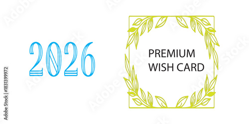 wish card  vector illustration greeting card design symbol with text and celebration spring leaf decoration element