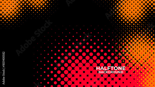 Abstract halftone yellow dotted black background. texture overlay grunge distress linear. Vector halftone dots. Halftone effect. banner, cover, poster, flyer, presentation, ads